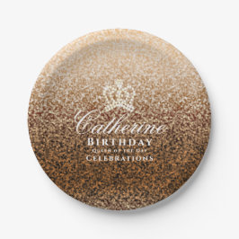 Glitterende Kroon Goud Papieren Bordje