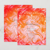 Glitterende Kroon Gradiënt Oranje Perzik Uitnodigi Kaart (Voorkant / Achterkant)