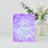 Glitterende Kroon Gradiënt Paarse Uitnodiging (Staand voorkant)