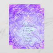 Glitterende Kroon Gradiënt Paarse Uitnodiging (Voorkant / Achterkant)