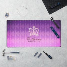 Glitterende Kroon Luxe Magenta Bureaumat