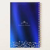 Glitterende kroon monogram blauw planner (Achterkant)
