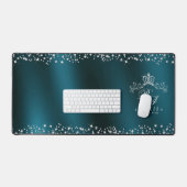 Glitterende kroon monogram groen bureaumat (Keyboard & Muis)