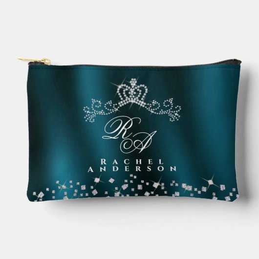 Glitterende kroon monogram groen etui (Voorkant)