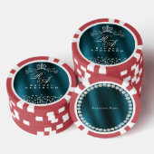 Glitterende kroon monogram groen poker chips (Opstapeling)