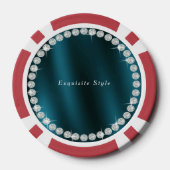 Glitterende kroon monogram groen poker chips (Achterkant)