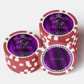 Glitterende Kroon Monogram Magenta Poker Chips (Opstapeling)