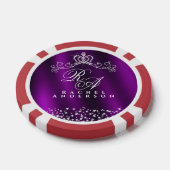Glitterende Kroon Monogram Magenta Poker Chips (Enkel)