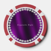 Glitterende Kroon Monogram Magenta Poker Chips (Achterkant)