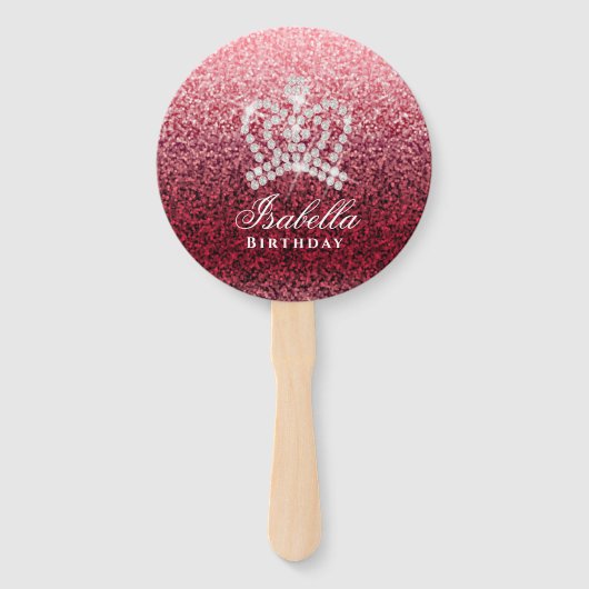 Glitterende Kroon Wijn Handwaaier (Voorkant)