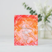 Glitterende kroongradiënt Oranje perzikuitnodiging Kaart (Staand voorkant)