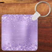 Glitterende lavendel folie fancy monogram sleutelhanger (Achterkant)