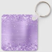 Glitterende lavendel folie fancy monogram sleutelhanger (Achterkant)