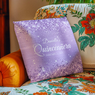 Glitterende lavendel folie Quinceañera Kussen
