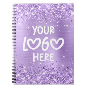 Glitterende lavendel nepfolie Zakelijk logo Notitieboek