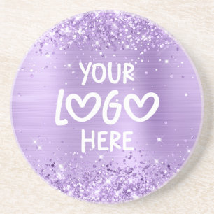Glitterende lavendel nepfolie zakelijk logo zandsteen onderzetter