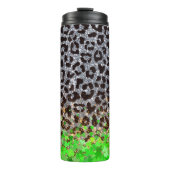 Glitterende Leopard Print met Shamrock Overlay Thermosbeker (Voorkant)