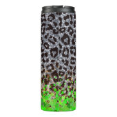 Glitterende Leopard Print met Shamrock Overlay Thermosbeker (Achterkant)