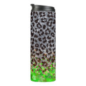 Glitterende Leopard Print met Shamrock Overlay Thermosbeker (Geroteerd rechts)