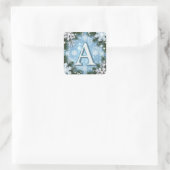 🎄 Glitterende Letter A Kerst Monogram Sneeuwvlok Vierkante Sticker (Tas)