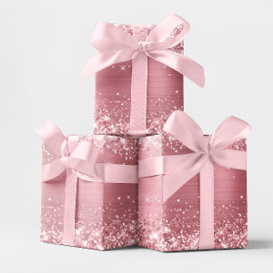 Glitterende Licht Roze Baby Ombre Folie Inpakpapier Vel