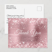 Glitterende Licht Roze Folie Baby Shower Dankjewel Briefkaart (Voorkant / Achterkant)