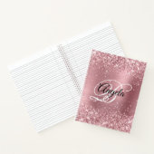 Glitterende Licht Roze Folie Fancy Monogram Notitieboek (Binnen)