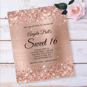Glitterende Licht Roze Gouden Sweet 16 Papieren Fl Flyer