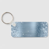 Glitterende lichtblauwe folie fancy monogram sleutelhanger (Achterkant)