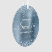 Glitterende Lichtblauwe Folie Sweet 16 Ornament (voorkant)