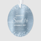 Glitterende Lichtblauwe Folie Sweet 16 Ornament (voorkant)