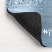 Glitterende Lichtblauwe Glam Naam Muismat (Hoek)