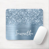 Glitterende Lichtblauwe Glam Naam Muismat (Met muis)
