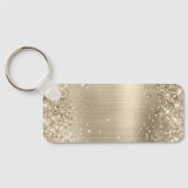Glitterende lichte gouden folie fancy monogram sleutelhanger (Achterkant)