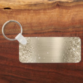 Glitterende lichte gouden folie fancy monogram sleutelhanger (Achterkant)