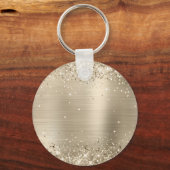 Glitterende lichte gouden folie fancy monogram sleutelhanger (Achterkant)