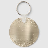 Glitterende lichte gouden folie fancy monogram sleutelhanger (Achterkant)