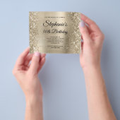 Glitterende lichte gouden folie monogram 50ste ver flyer (Hand)