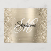 Glitterende lichte gouden folie monogram 50ste ver flyer (Achterkant)