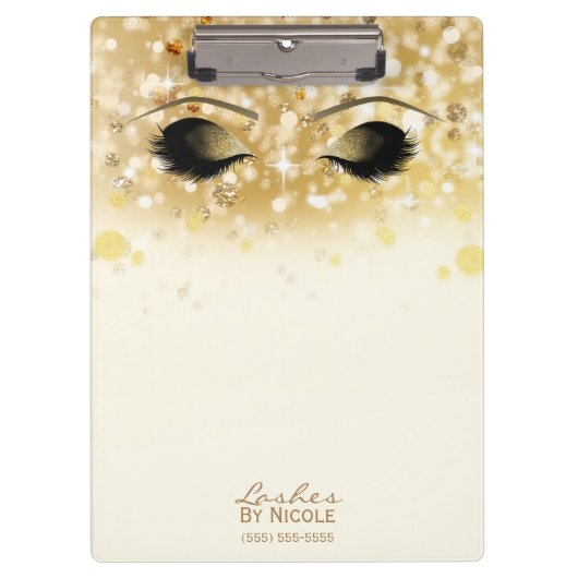 Glitterende Lichten Gouden Make-up Ogen Wimpers Mo Klembord (Voorkant)