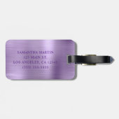 Glitterende Lichtpaarse Folie Fancy Monogram Bagagelabel (Achterkant horizontaal)