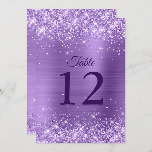 Glitterende lichtpaarse tafelnummer 5x7 kaart (Voorkant / Achterkant)