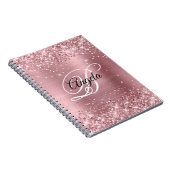 Glitterende lichtroze folie fancy monogram notitieboek (Rechterzijde)