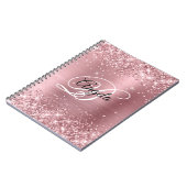 Glitterende lichtroze folie fancy monogram notitieboek (Linkerzijde)