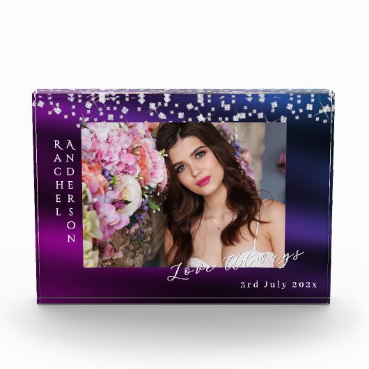 Glitterende Liefde Altijd Paars Fotoblokken (Voorkant)