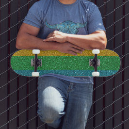 Glitterende Look Goud Groen en Blauw Unisex Persoonlijk Skateboard