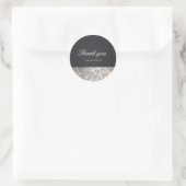 Glitterende Lovertjes Glam Zwart Huwelijks Favorie Ronde Sticker (Tas)