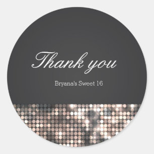 Glitterende Lovertjes Glam Zwart Huwelijks Favorie Ronde Sticker