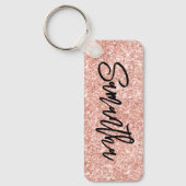 Glitterende Luxe Blush Roze Goud Glitters Sleutelhanger (Voorkant)