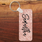 Glitterende Luxe Blush Roze Goud Glitters Sleutelhanger (Voorkant)